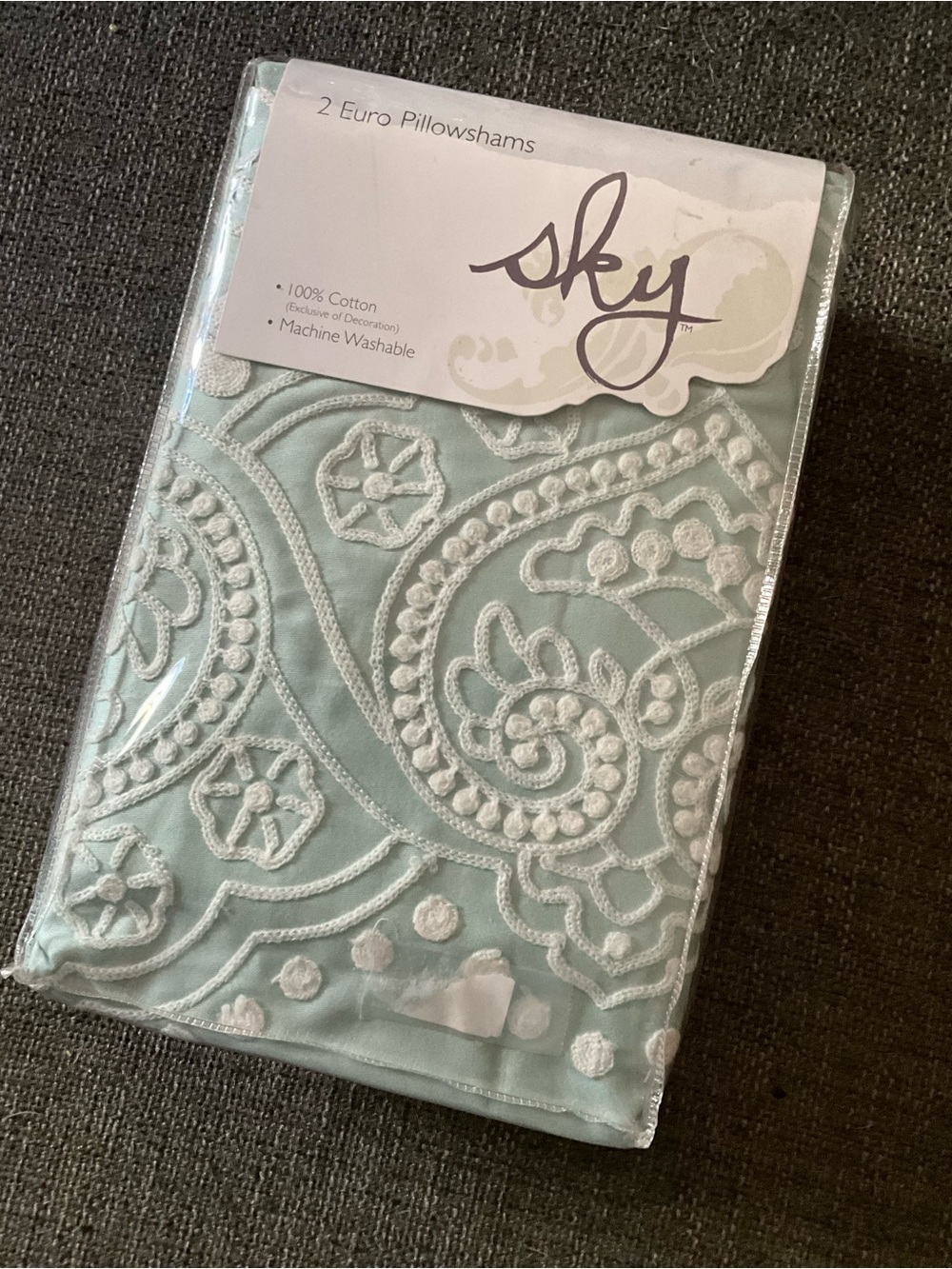 New Sky 2 Euro Pillowshams in Light blue and White ingrid $130